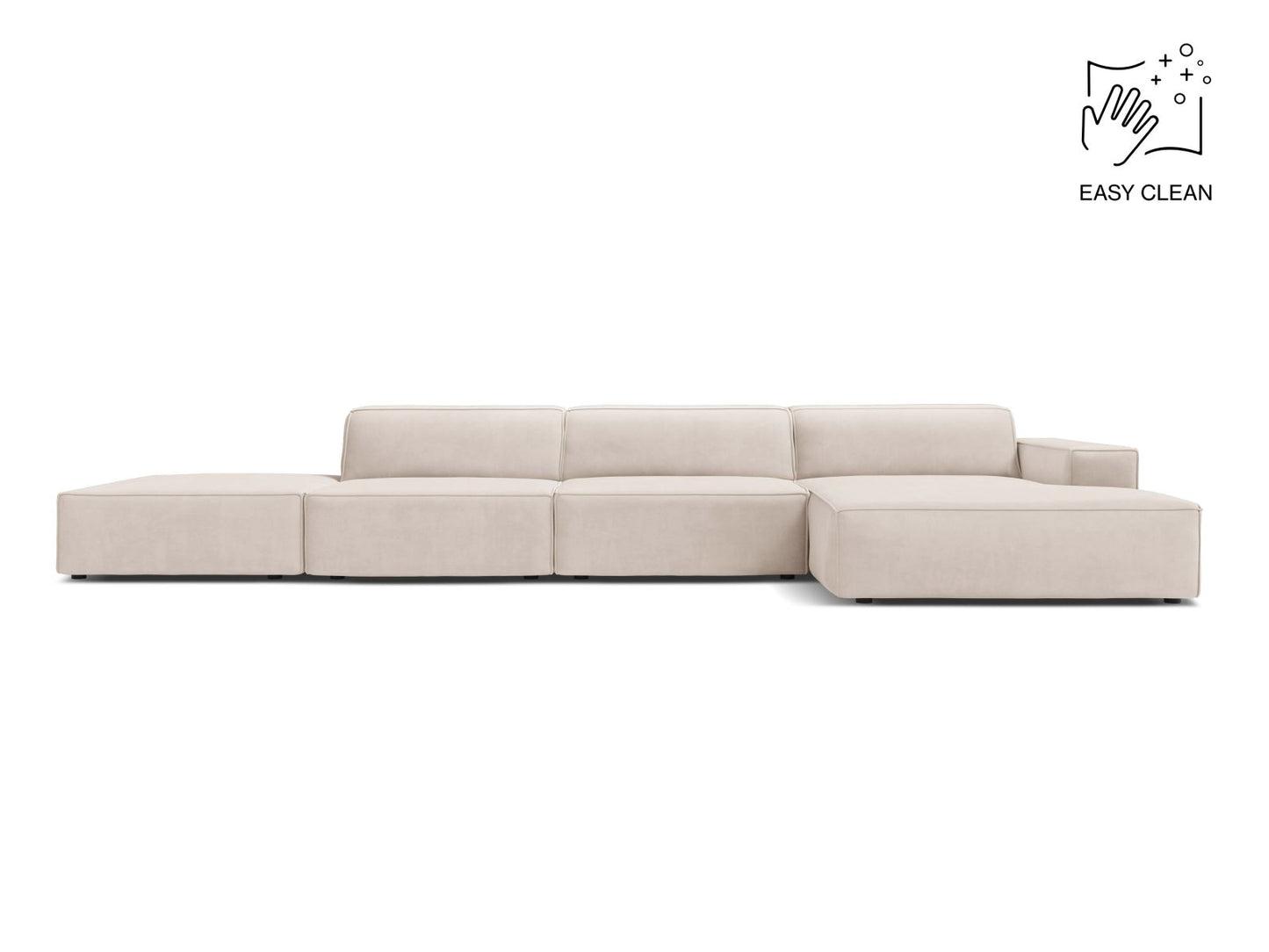 Jodie Modular Corner Sofa, 5 Seats, 341x162 cm — Light Beige / Right