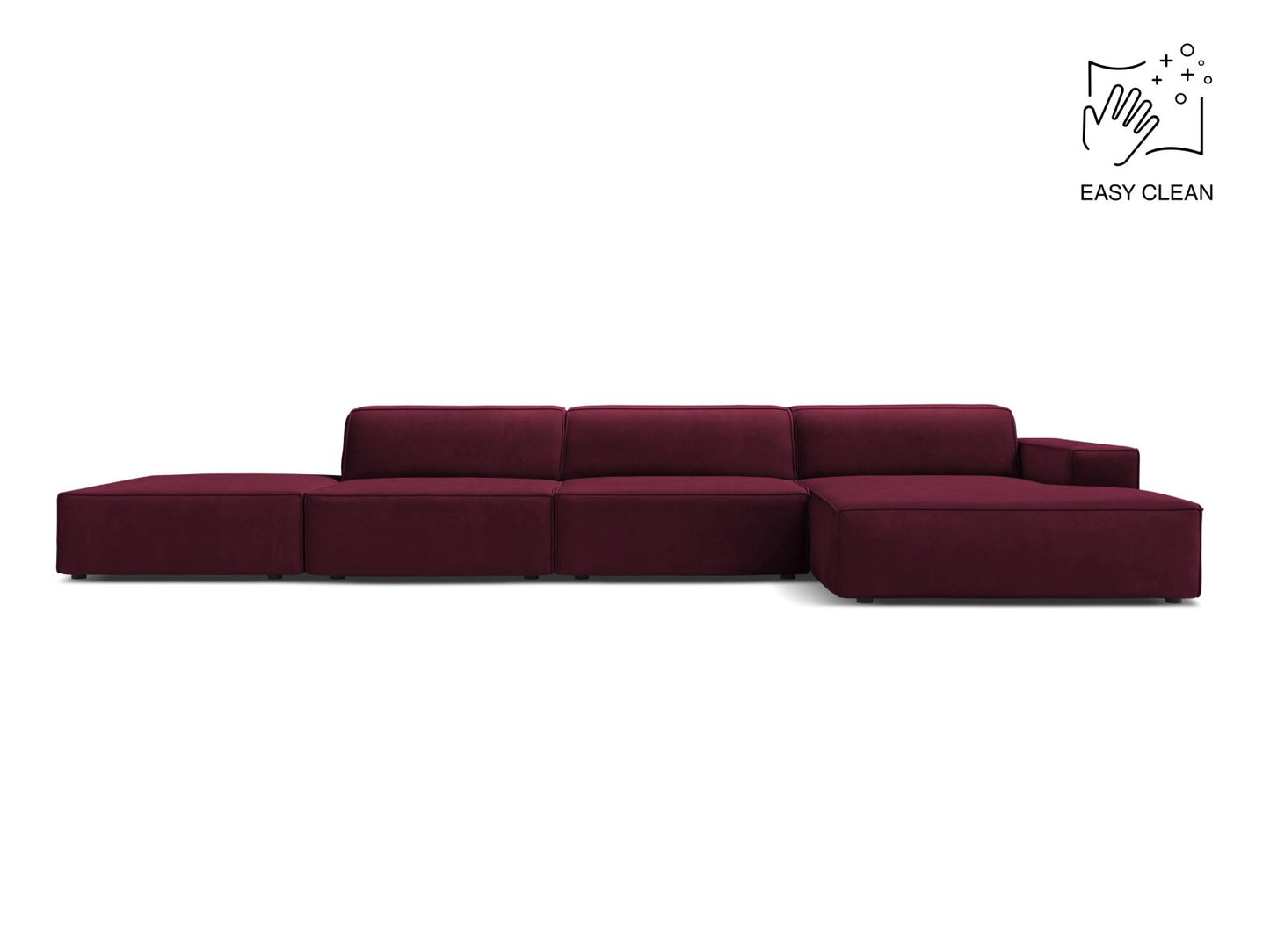 Jodie Modular Corner Sofa, 5 Seats, 341x162 cm — Burgundy / Right