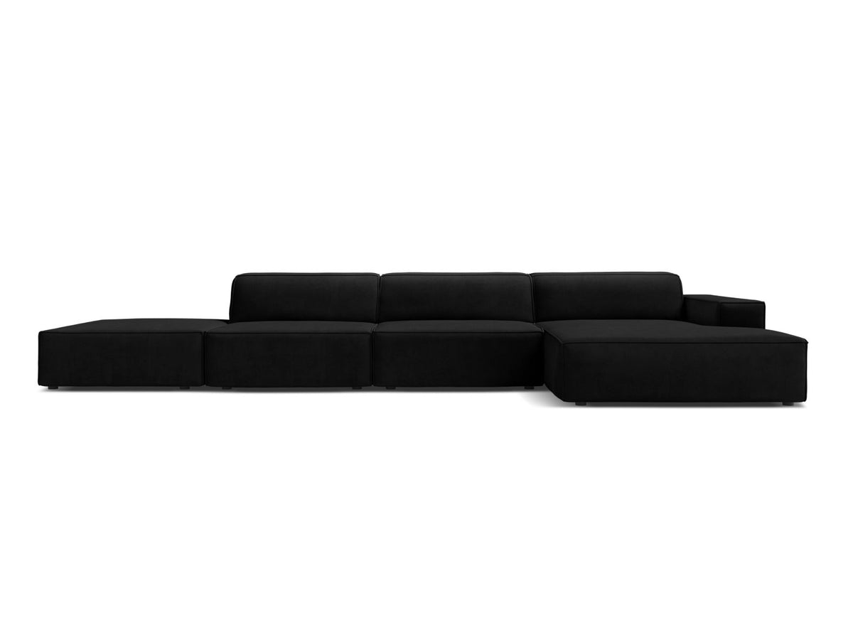 Jodie Corner Sofa, 5 Seats, 341x162 cm — Black / Right