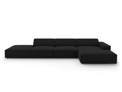 Jodie Corner Sofa, 5 Seats, 341x162 cm — Black / Right