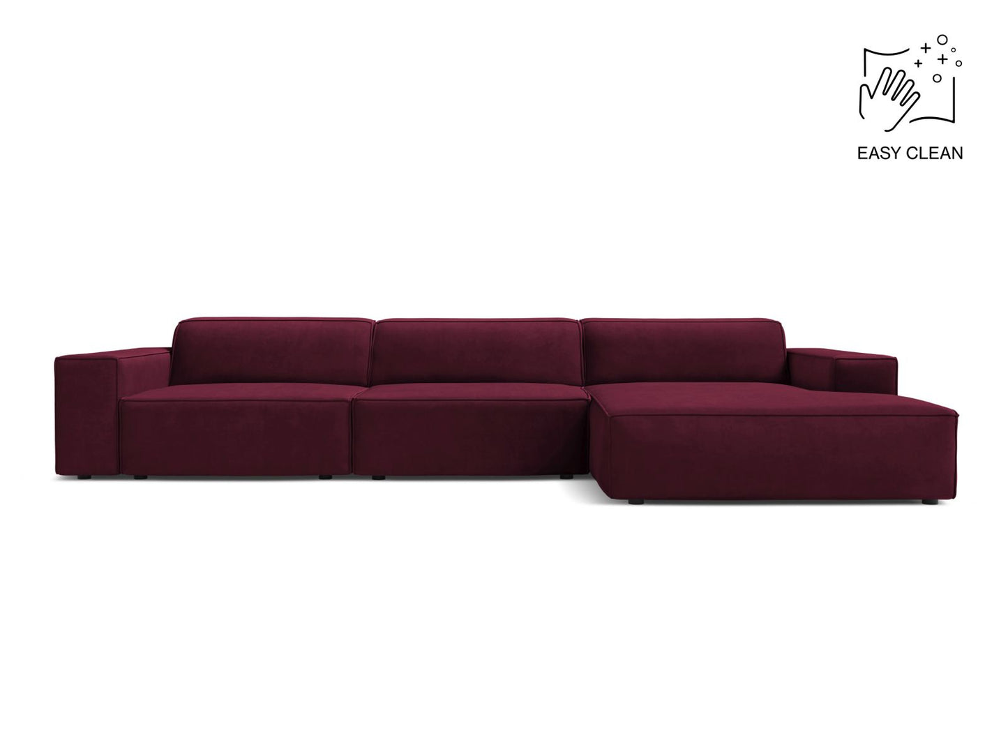 Jodie Modular Corner Sofa, 4 Seats, 284x162 cm — Burgundy / Right