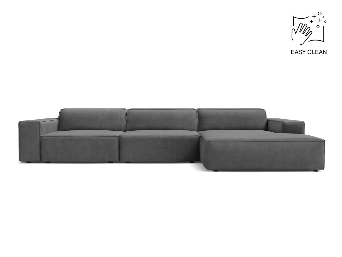 Jodie Modular Corner Sofa, 4 Seats, 284x162 cm — Grey / Right