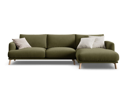 Naomi Corner Sofa, 4 Seats, 285x170 cm — Green / Right
