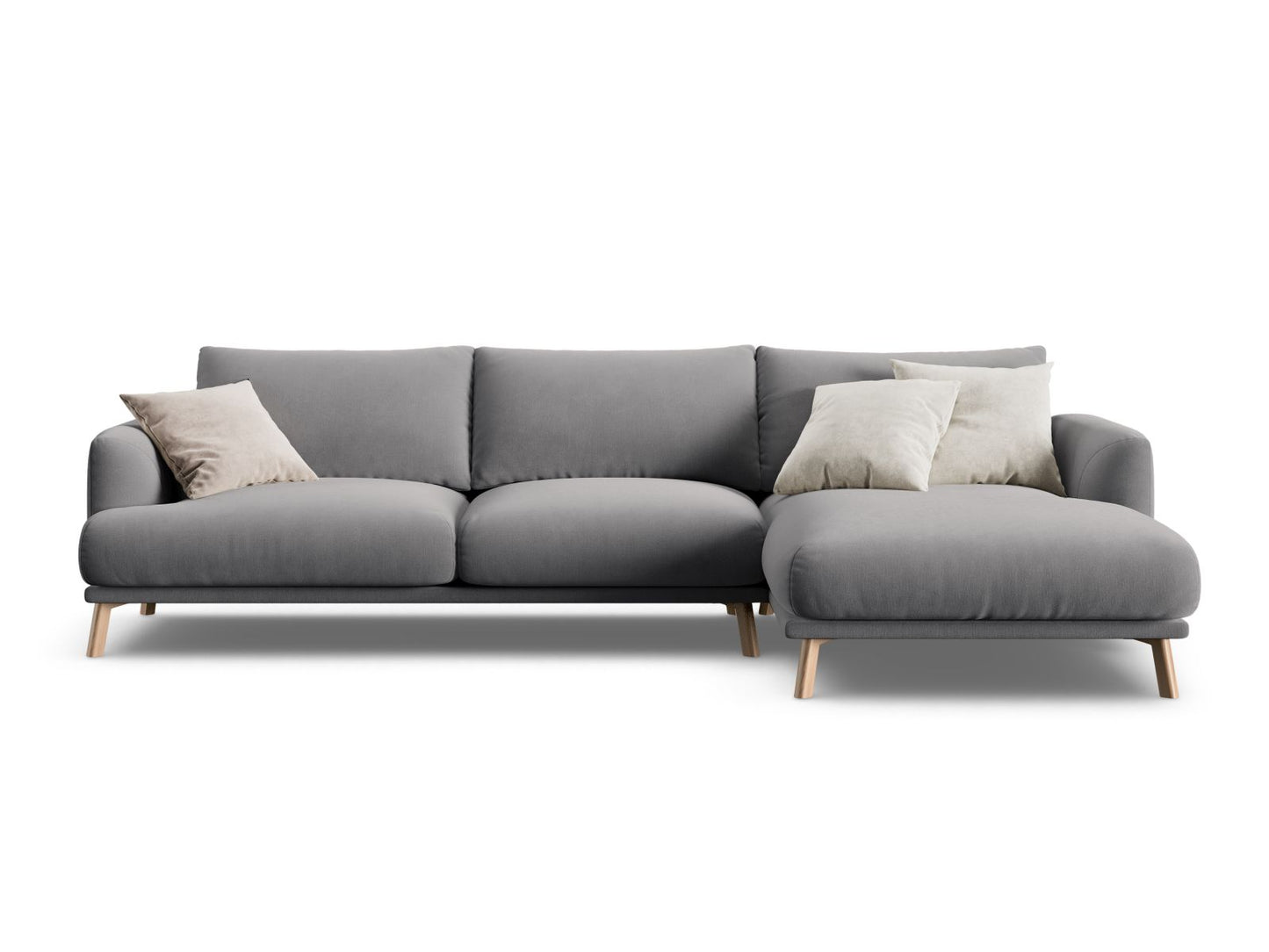 Naomi Corner Sofa, 4 Seats, 285x170 cm — Grey / Right