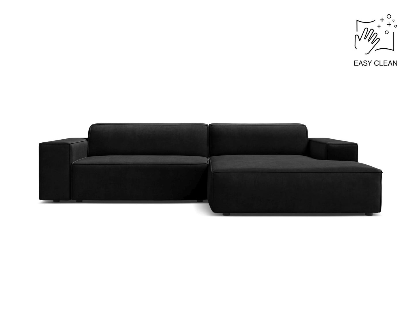 Jodie Modular Corner Sofa, 3 Seats, 224x162 cm — Black / Right
