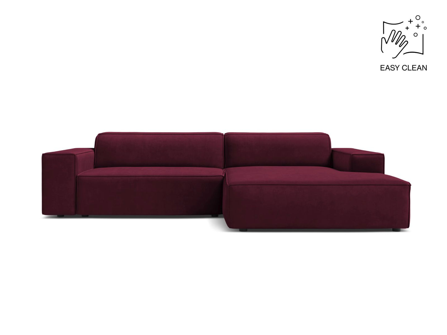 Jodie Modular Corner Sofa, 3 Seats, 224x162 cm — Burgundy / Right