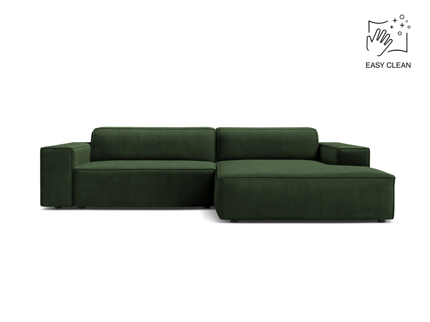 Jodie Modular Corner Sofa, 3 Seats, 224x162 cm — Bottle Green / Right