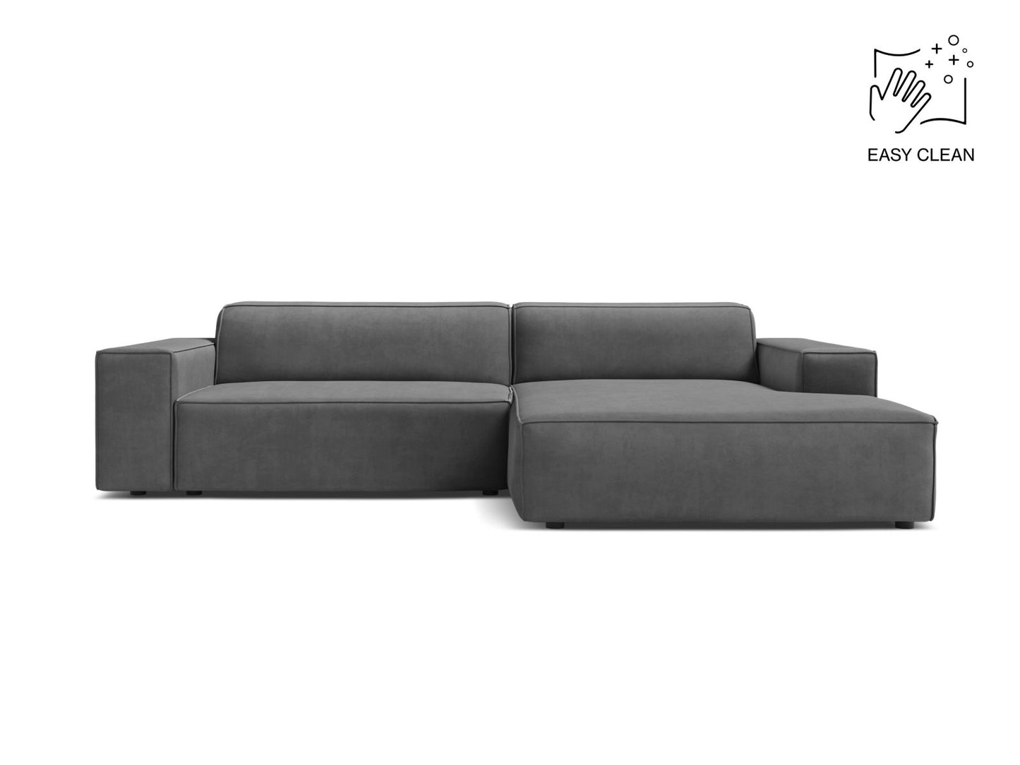 Jodie Modular Corner Sofa, 3 Seats, 224x162 cm — Grey / Right