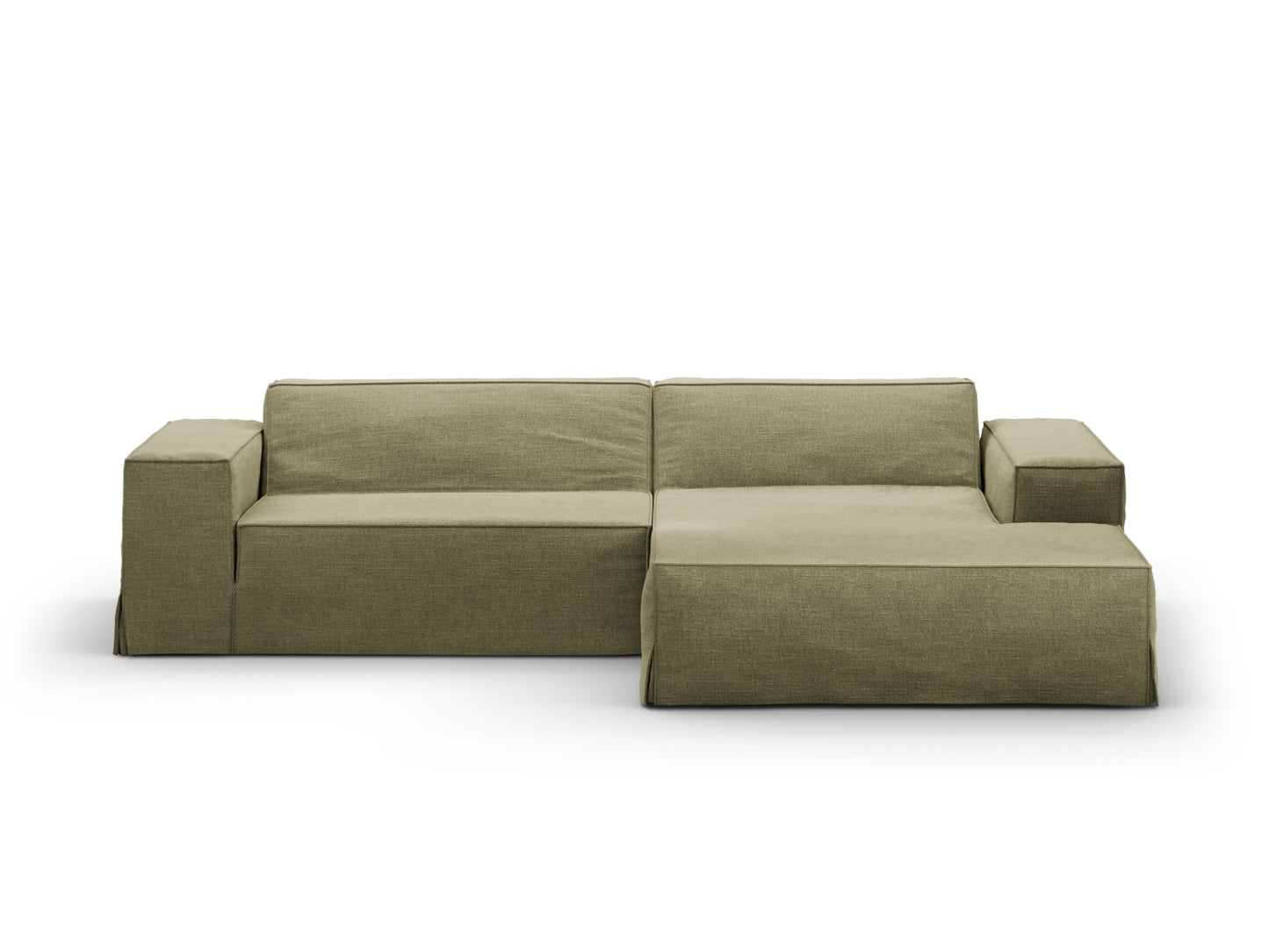 Jodie Modular Corner Sofa, 3 Seats, 224x162 cm — Light Green / Right
