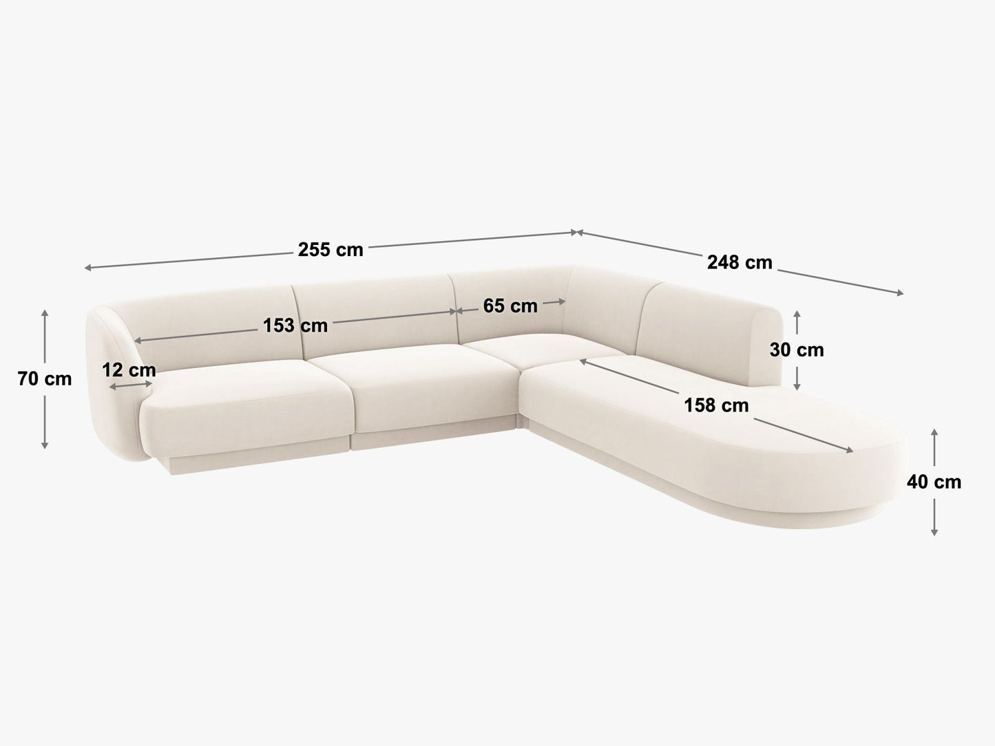 Ecksofa Chenille Beige Miley — Ansicht 4