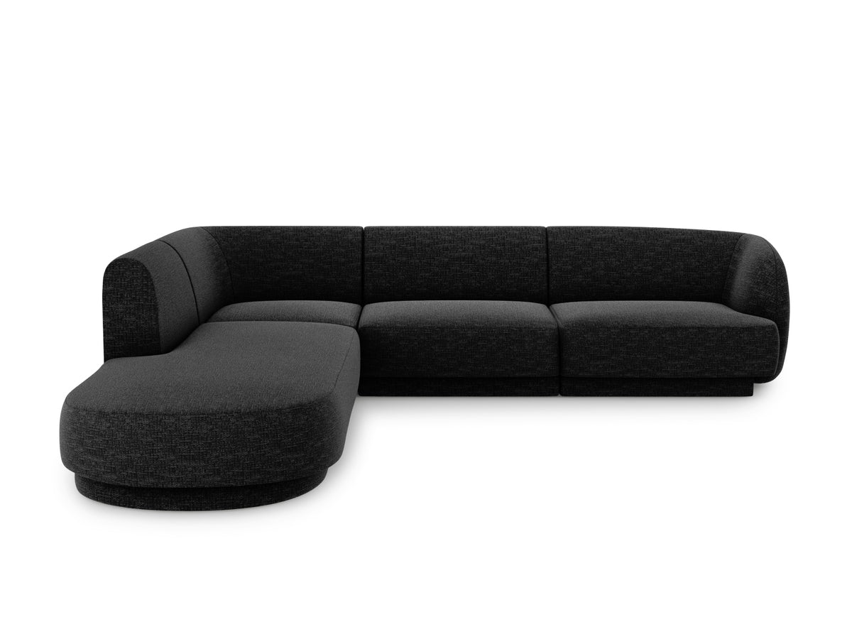 Miley Corner Sofa, 6 Seats, 255x248 cm — Black / Left