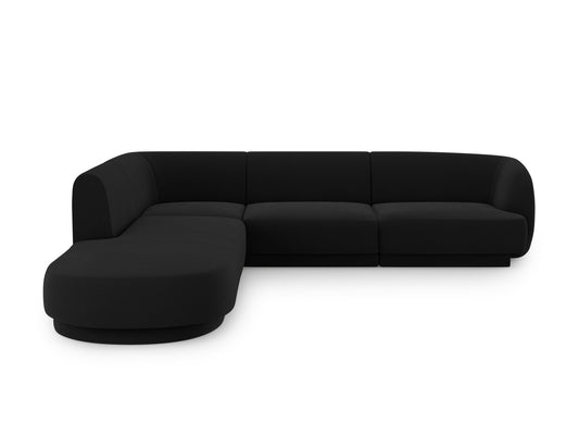 Miley Corner Sofa, 6 Seats, 255x248 cm — Black / Left