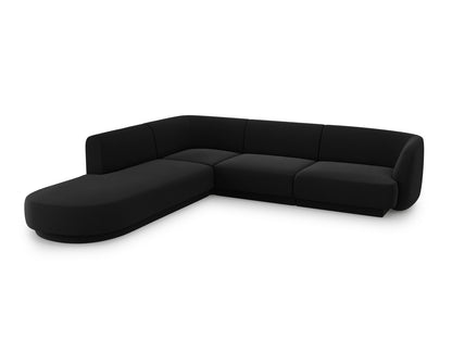 Close-up of the premium velvet upholstery on the Miley sofa.