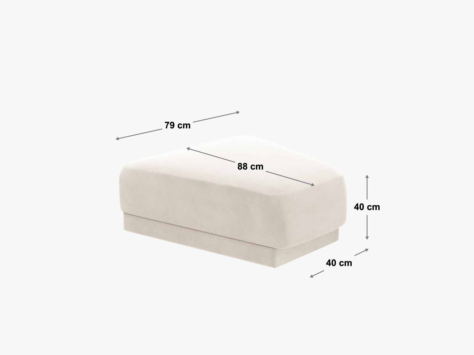 Pouf Chenille Beige Miley — Detailansicht
