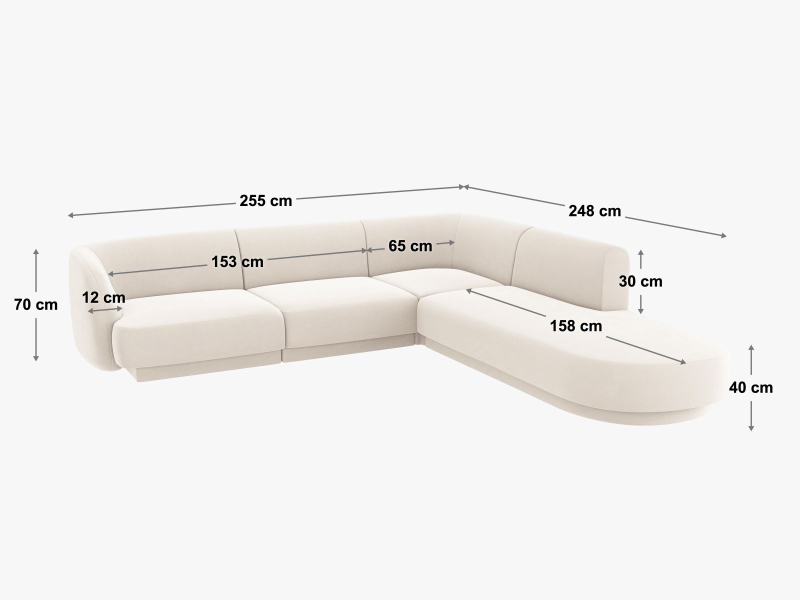 Ecksofa Chenille Beige Miley — Ansicht 4