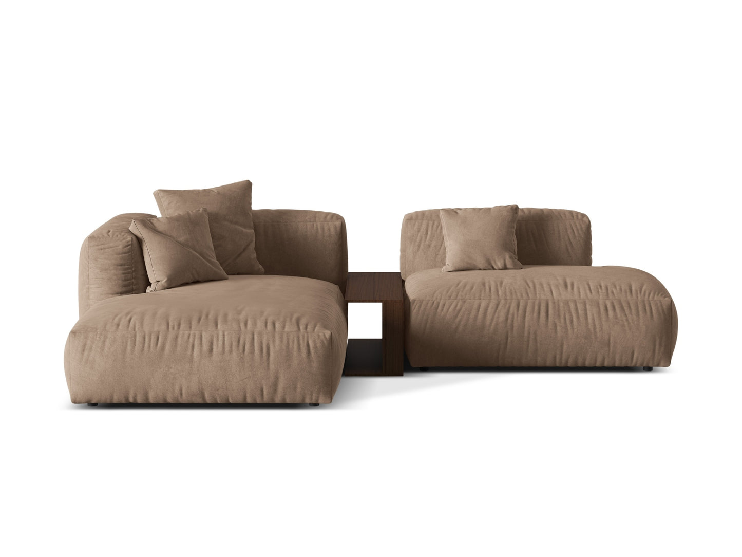 Ecksofa Samt Dunkelbeige Martina — Dark Beige