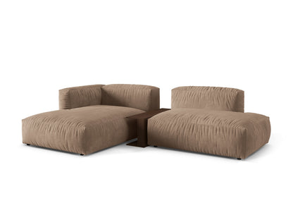 Ecksofa Samt Dunkelbeige Martina — Detailansicht