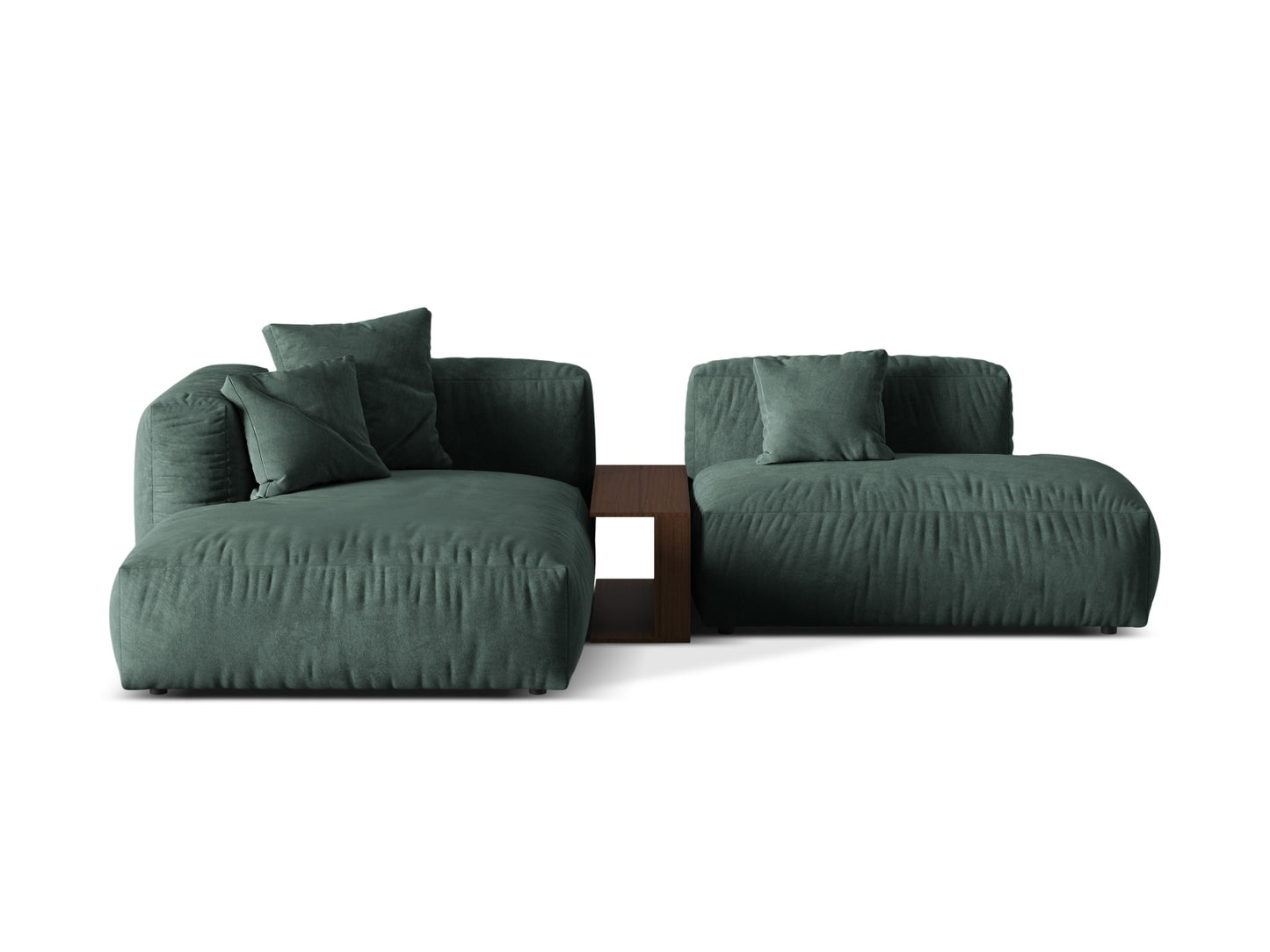 Ecksofa Samt Dunkelbeige Martina — Petrol