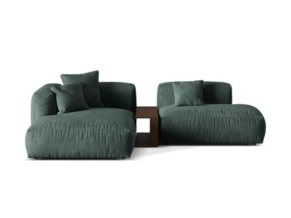 Ecksofa Samt Dunkelbeige Martina — Petrol