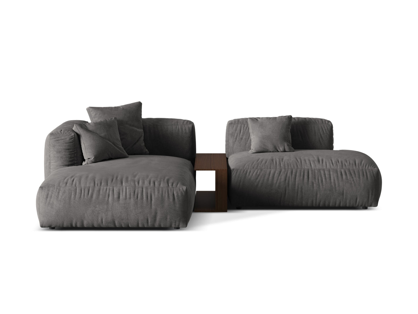 Ecksofa Samt Dunkelbeige Martina — Grey