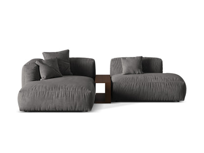 Ecksofa Samt Dunkelbeige Martina — Grey