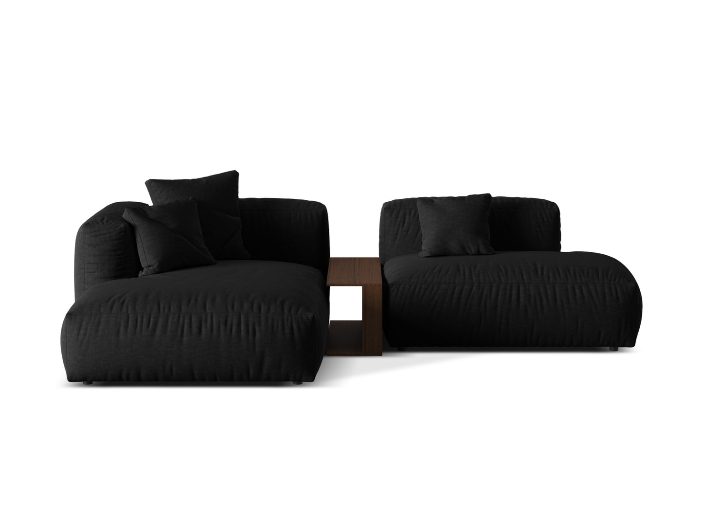 Ecksofa Strukturstoff Schwarz Martina — Black