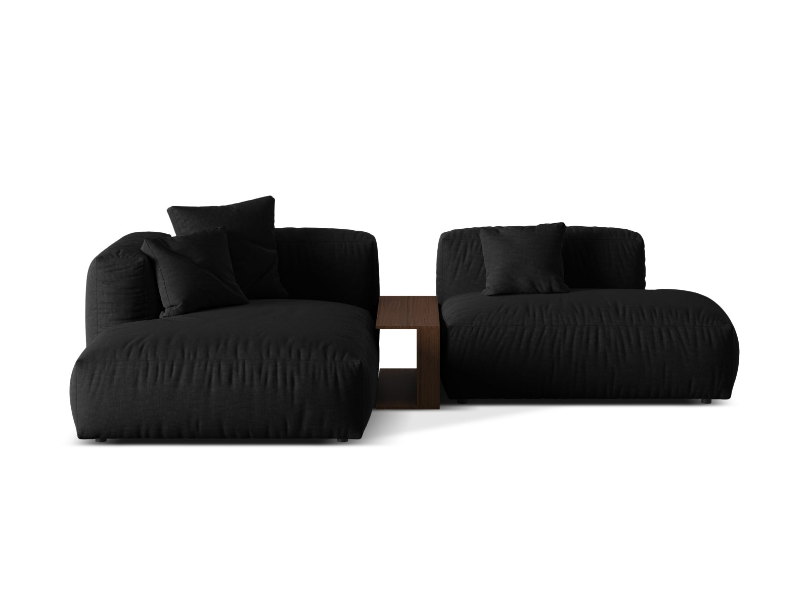 Ecksofa Strukturstoff Schwarz Martina — Black