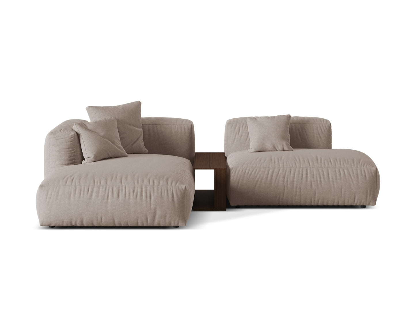 Ecksofa Strukturstoff Schwarz Martina — Dark Beige