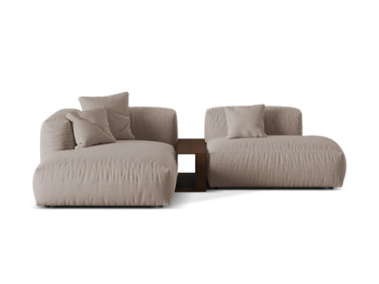 Ecksofa Strukturstoff Schwarz Martina — Dark Beige