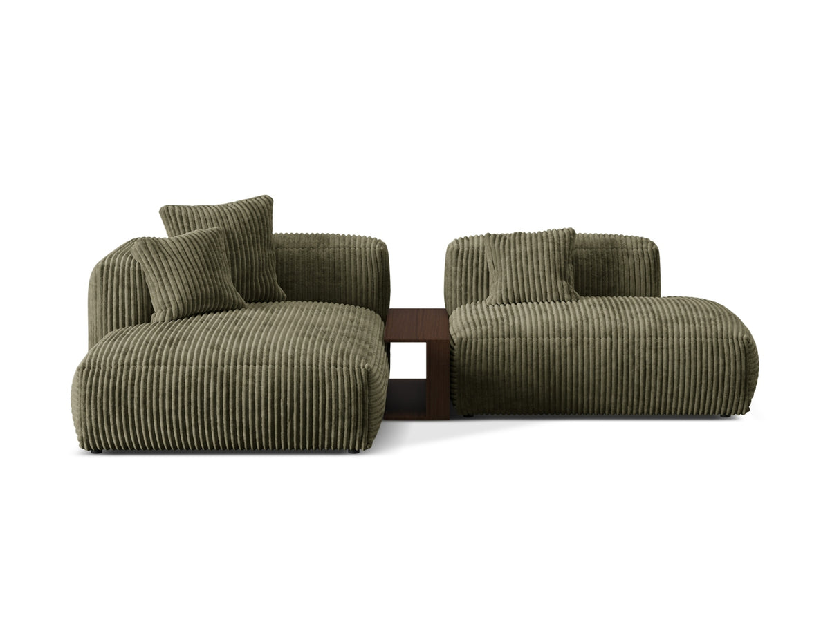 Martina Modular Corner Sofa, 2 Seats, 285x176 cm — Moss Green / Left
