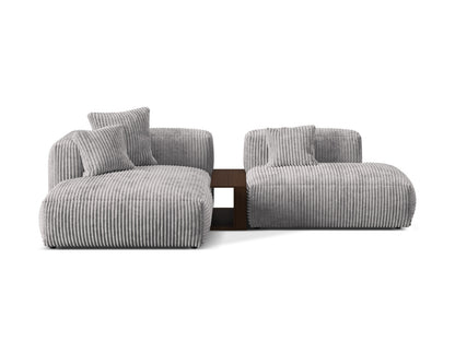 Ecksofa Cord Acorn Martina — Light Grey