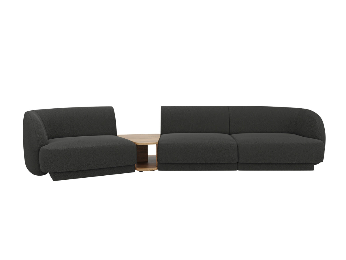 Miley Modular Sofa, 3 Seats, 303x126 cm — Black / Left