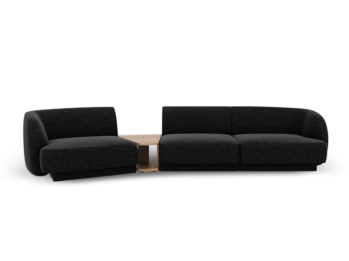 Miley Modular Sofa, 3 Seats, 303x126 cm — Black / Left