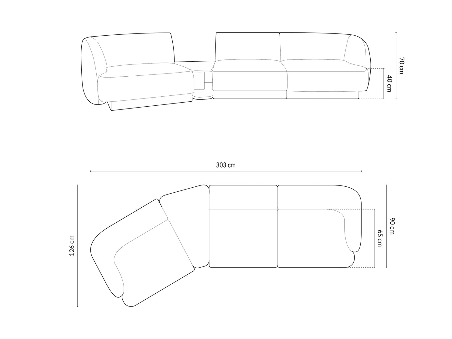 Sofa Chenille Anthrazit Miley — Ansicht 6