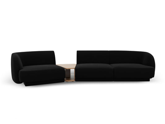 Miley Modular Sofa, 3 Seats, 303x126 cm — Black / Left
