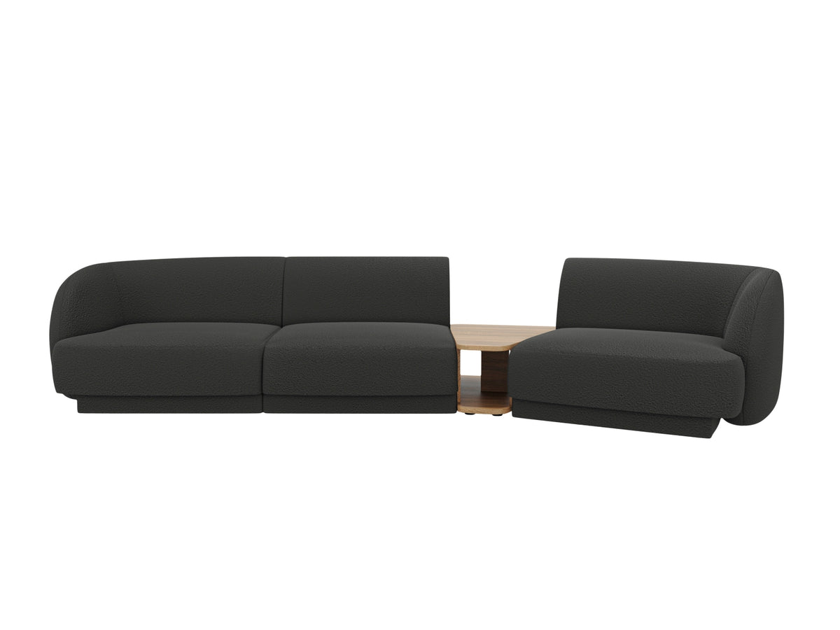 Miley Modular Sofa, 3 Seats, 303x126 cm — Black / Right