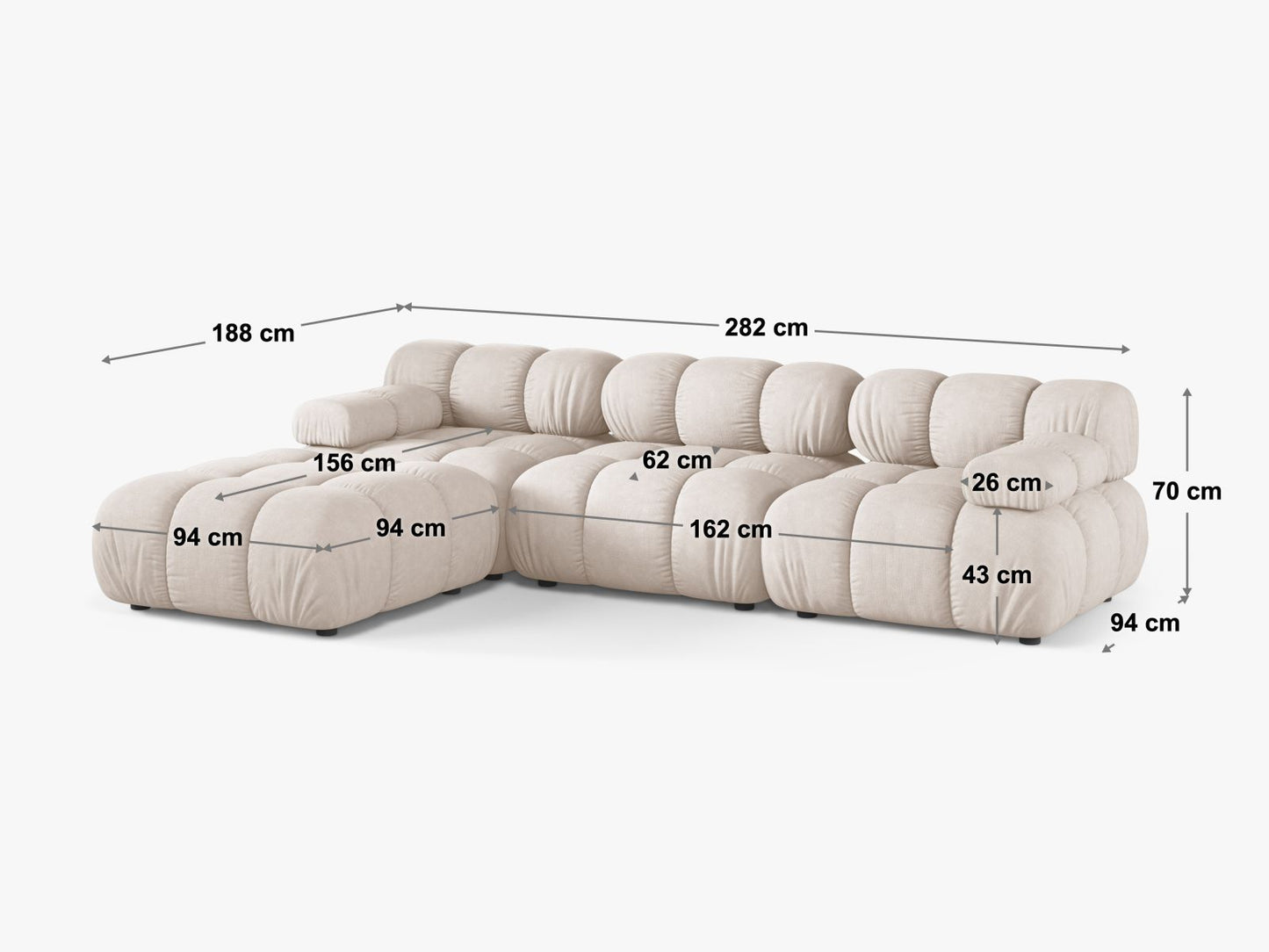 Sofa Samt Beige Bellis — Ansicht 4