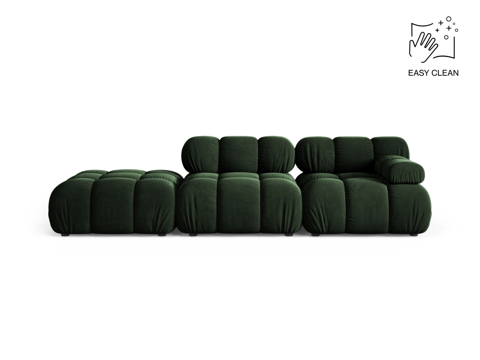 Bellis Modular Sofa, 4 Seats, 282x94 cm — Bottle Green / Left