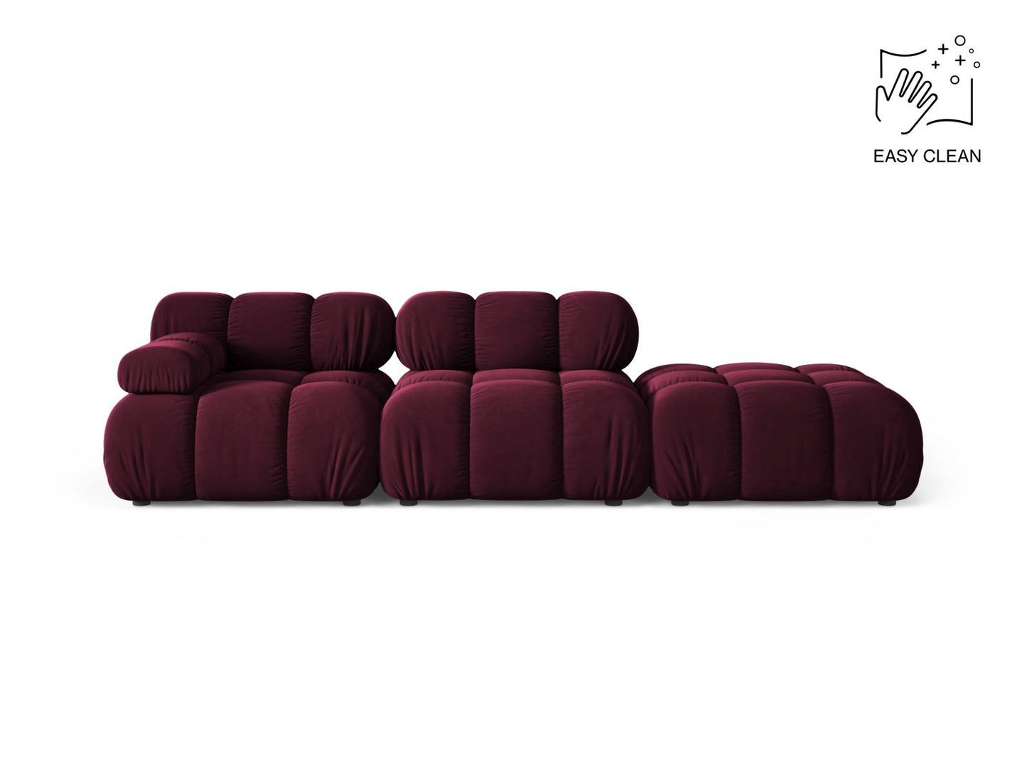 Bellis Modular Sofa, 4 Seats, 282x94 cm — Burgundy / Right
