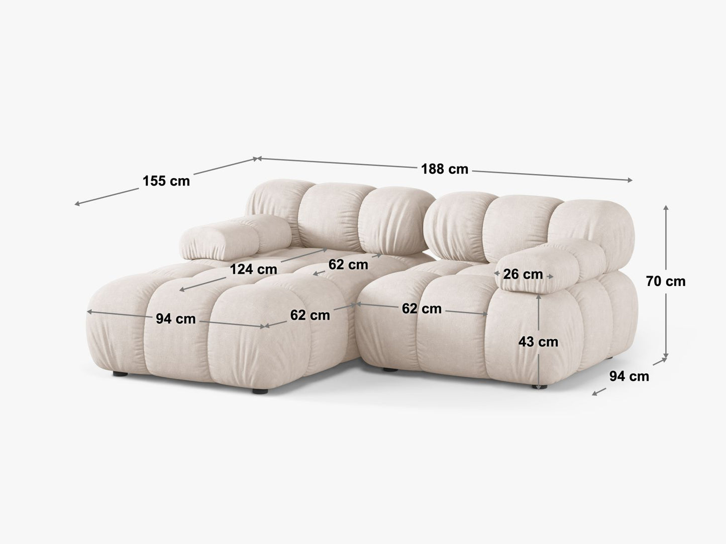 Ecksofa 3D Amazon Green Bellis — Ansicht 6