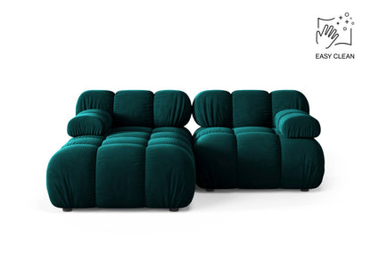 Ecksofa Samt Beige Bellis — Deep Petrol