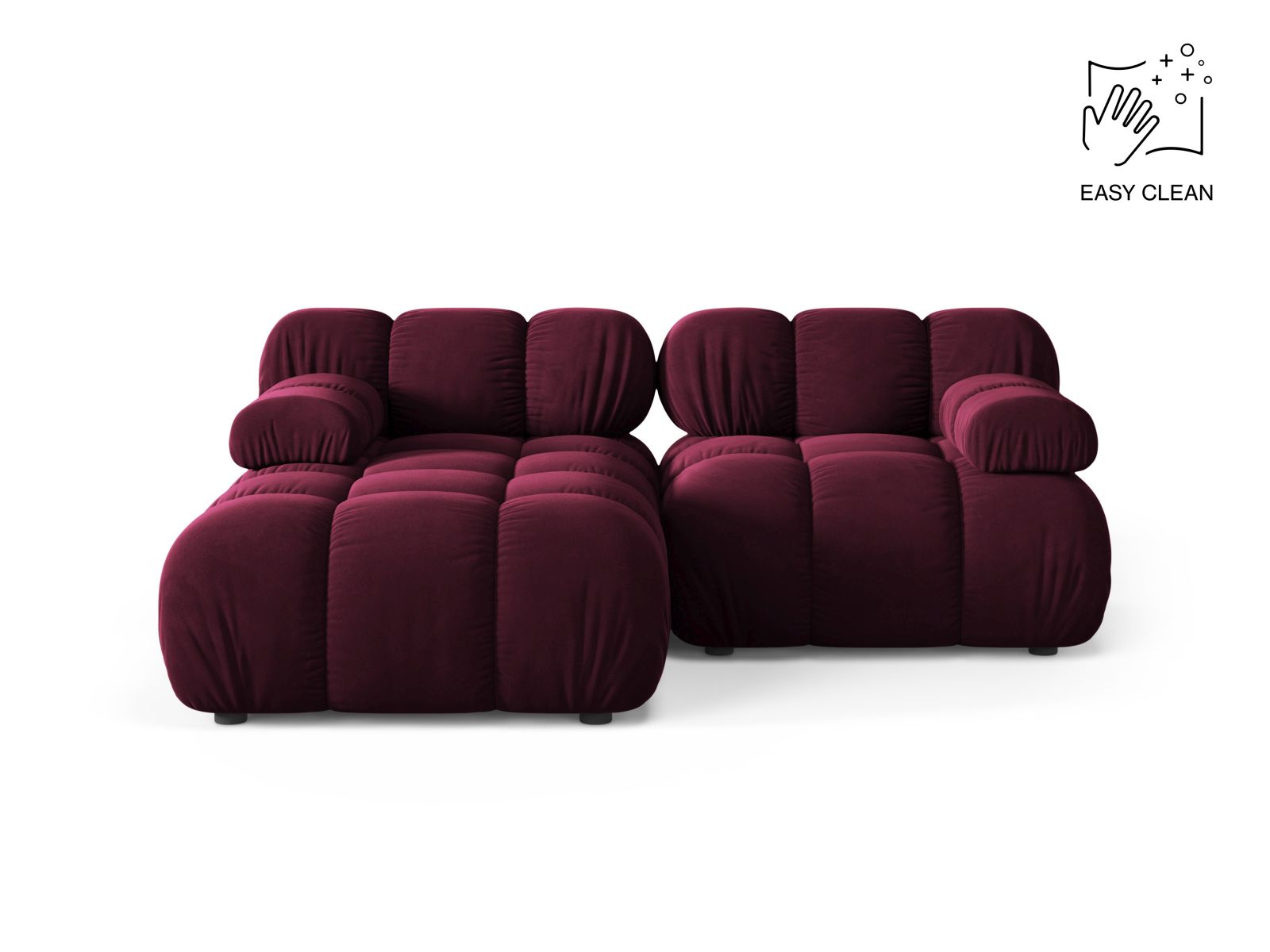 Bellis Modular Corner Sofa, 3 Seats, 188x155 cm — Burgundy / Left