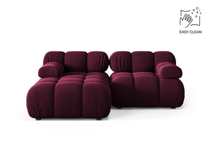Ecksofa Samt Beige Bellis — Burgundy