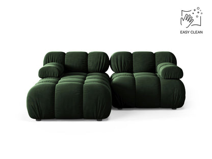 Ecksofa Samt Beige Bellis — Bottle Green