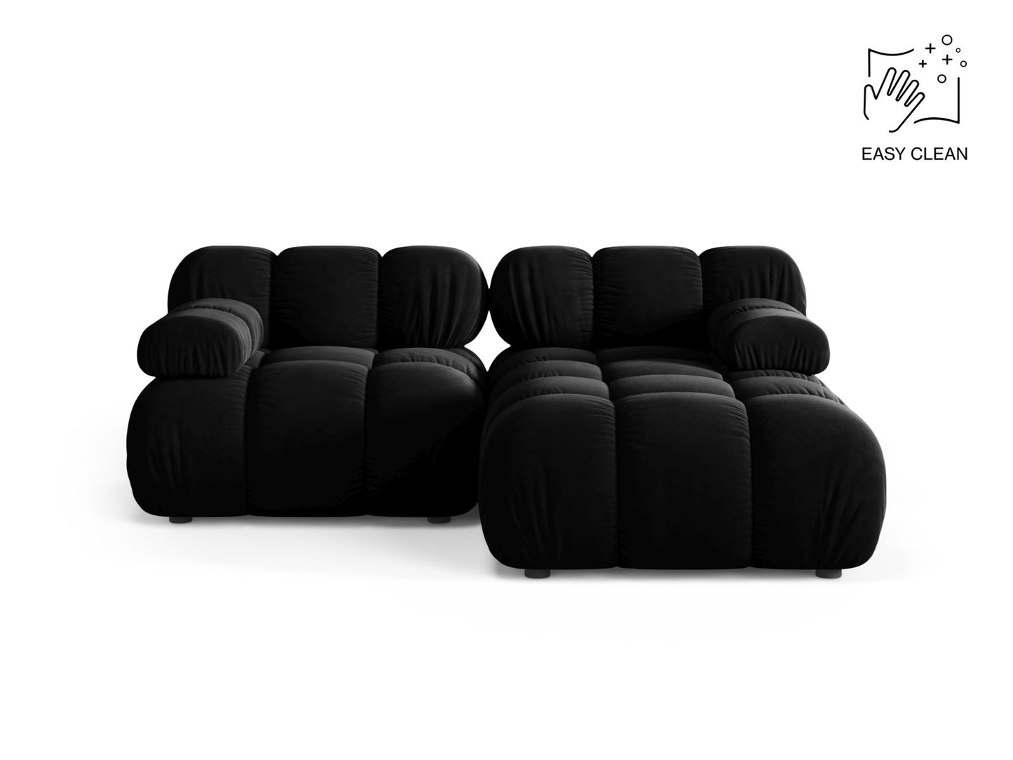 Bellis Modular Corner Sofa, 3 Seats, 188x155 cm — Black / Right