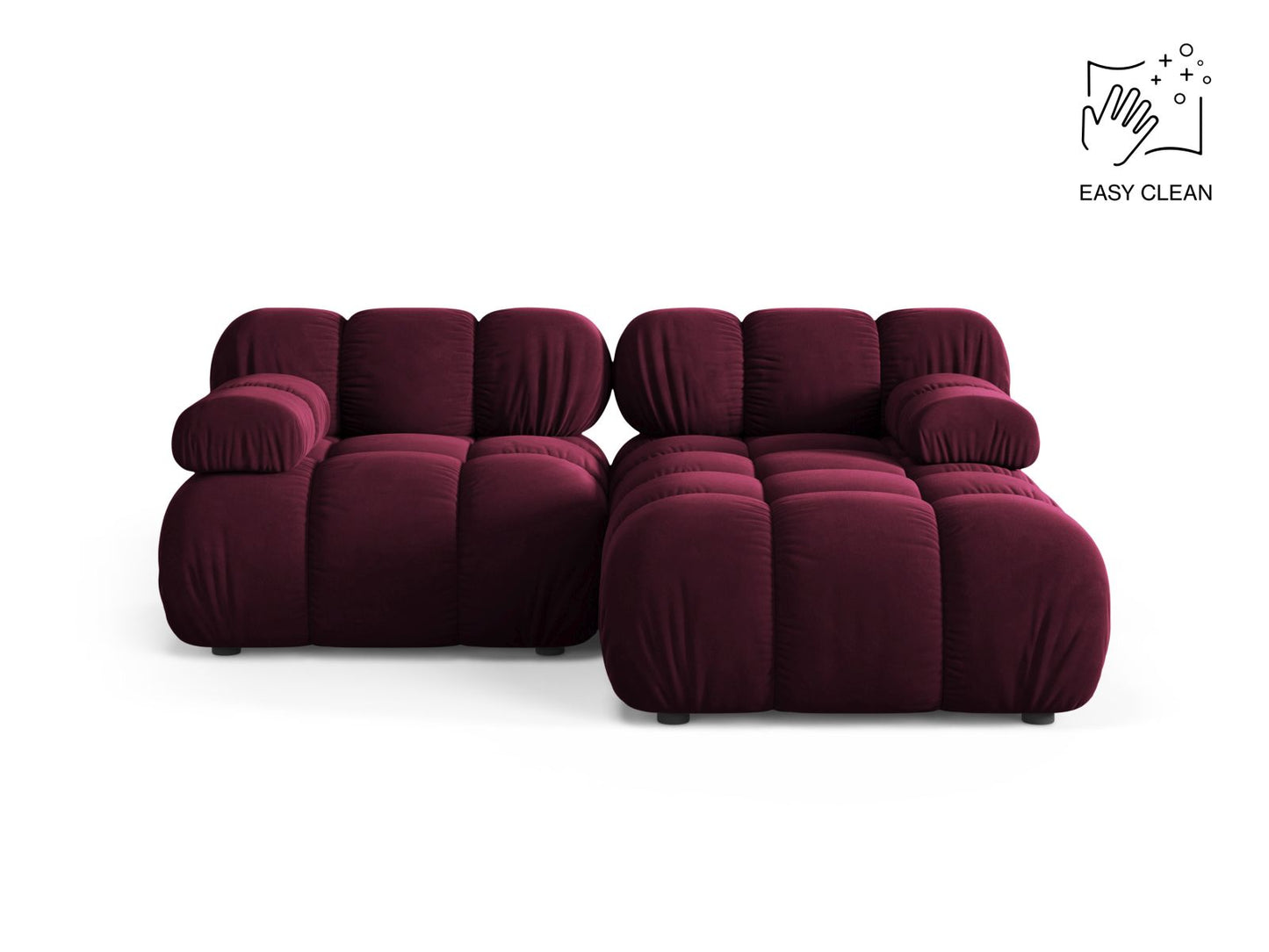 Bellis Modular Corner Sofa, 3 Seats, 188x155 cm — Burgundy / Right