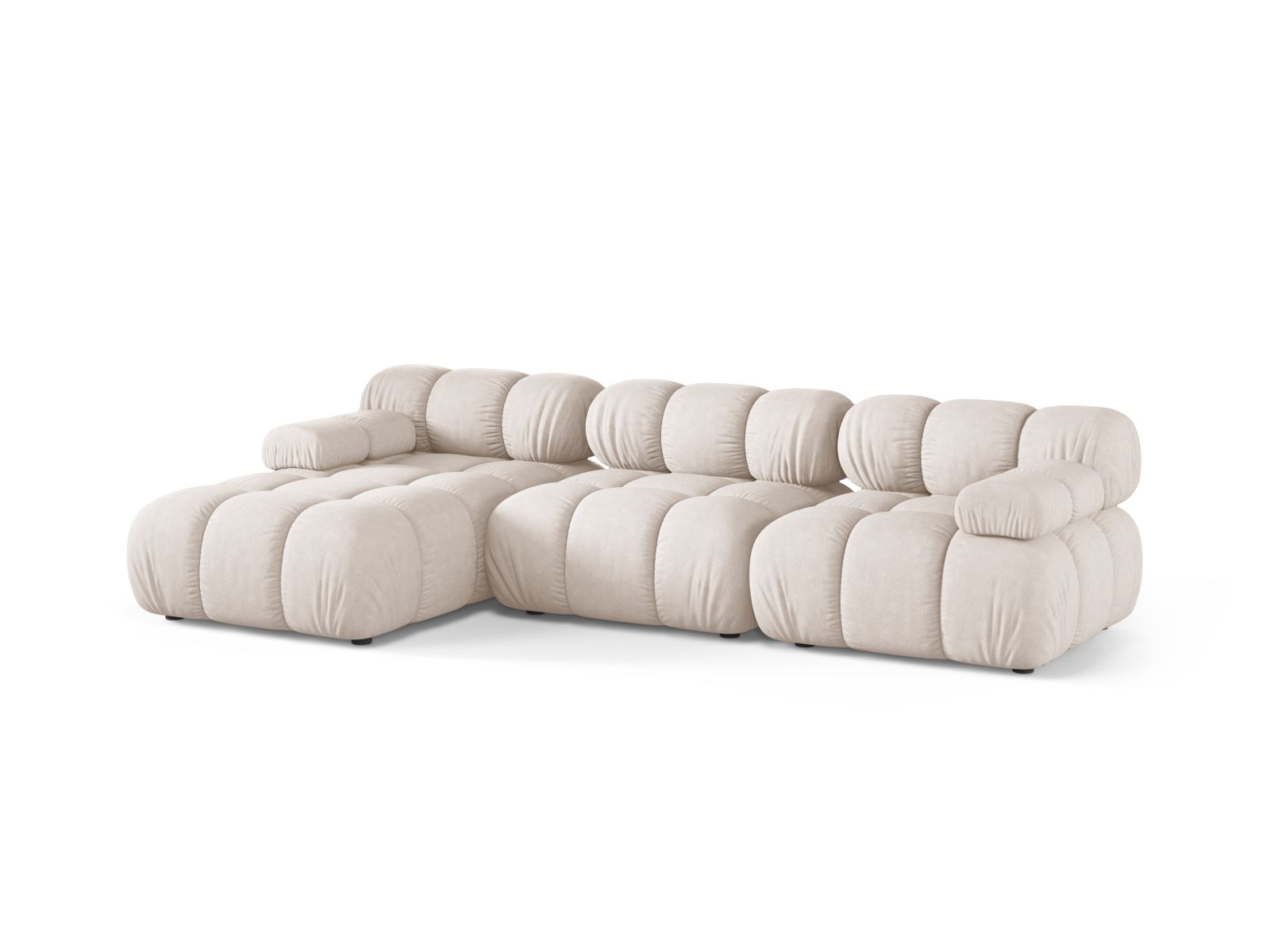 Ecksofa Strukturstoff Beige Bellis — Wohnbeispiel