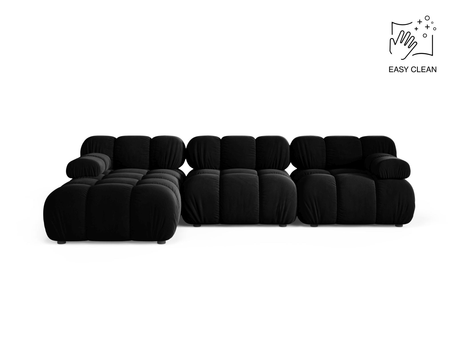 Bellis Modular Corner Sofa, 4 Seats, 282x155 cm — Black / Left