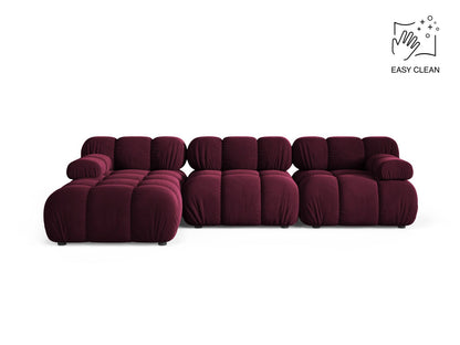 Ecksofa Samt Beige Bellis — Burgundy