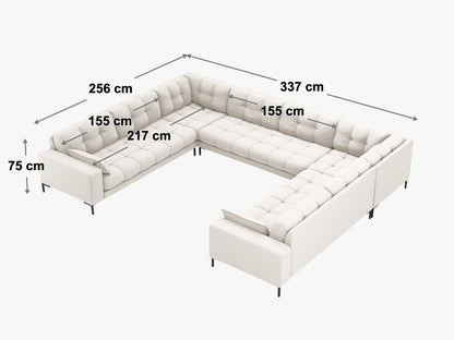 Panoramasofa Strukturstoff Beige Mamaia — Maße und Details